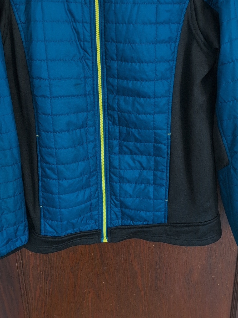 Lands' End Quilted Blue & Black Jacket with Lime Zipper - Picture 4 of 6